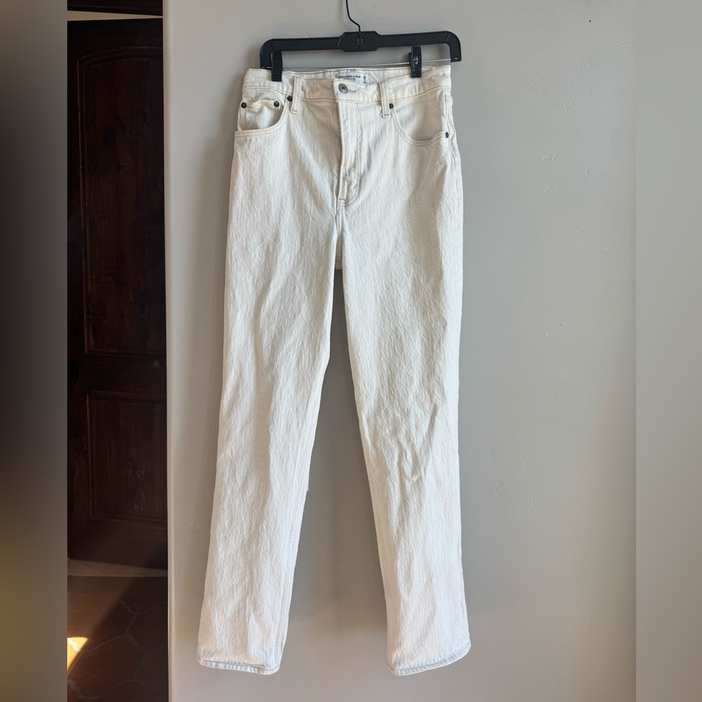 Abercrombie 90s Straight Ultra High Rise white Jeans Y2K 29 Coastal Coquette